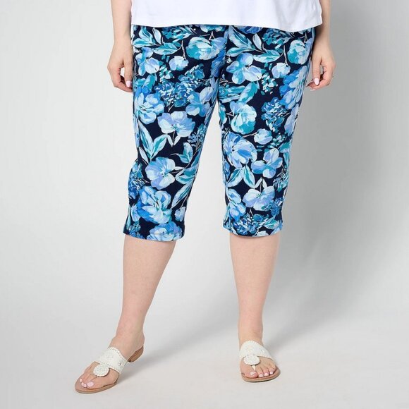 NWOT Belle by Kim Gravel Perfect Pique Fresh Picked Capri, Petite XXSP Twilight - Picture 2 of 15